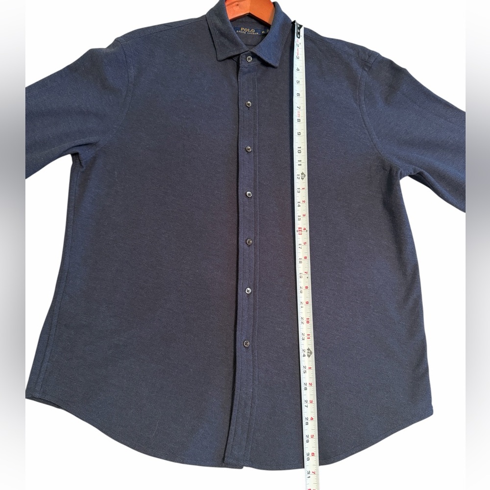 Polo Ralph Lauren EUC Navy Long Sleeve Button Front Shirt XL Classic Fit Cotton - Picture 9 of 14